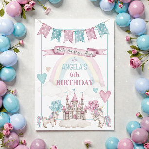 Invitation d'anniversaire Château Licorne Fantaisi