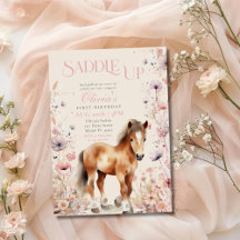 Invitation d'anniversaire Cheval Cowgirl Équestre