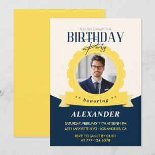 Invitation d'anniversaire chic 37e anniversaire Mo