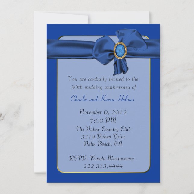 Invitation d'anniversaire chic bleu (Devant)