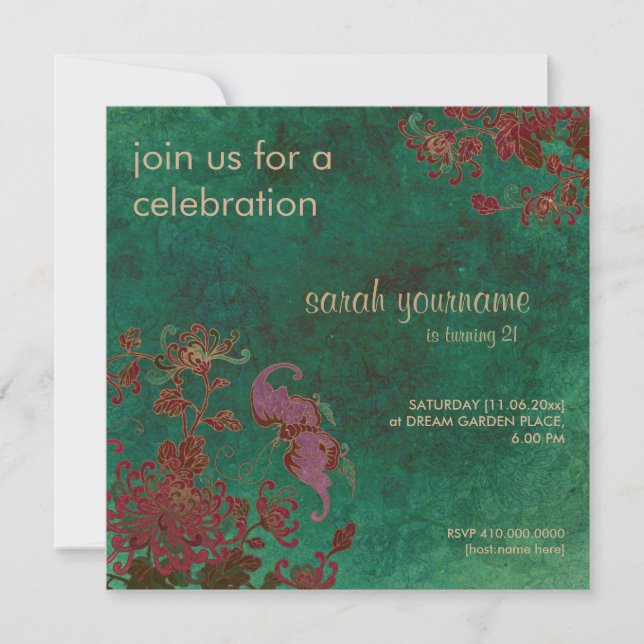 Invitation d'anniversaire Chrysanthemum Garden (Devant)