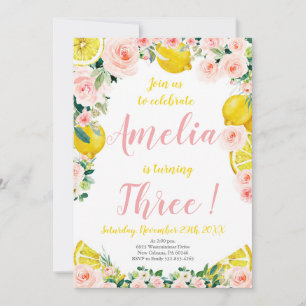Invitation d'anniversaire citron, 3e anniversaire