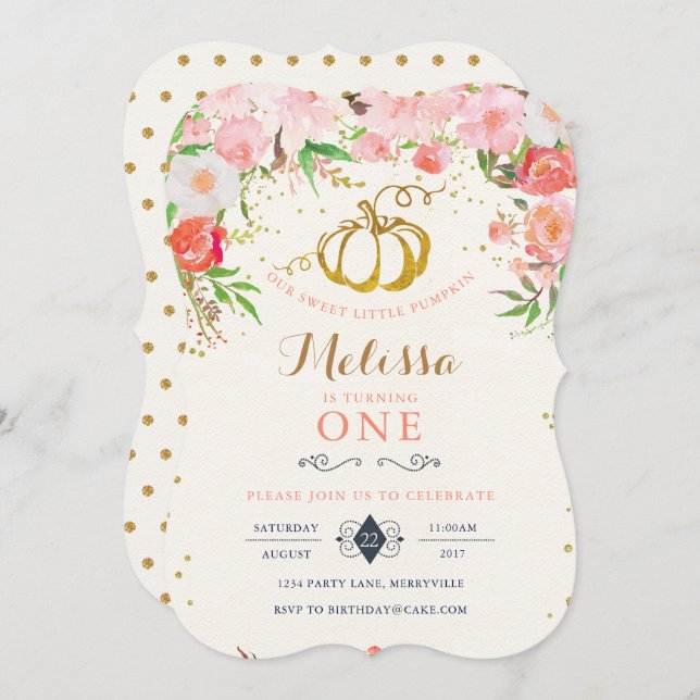 Invitation d'anniversaire citrouille (Devant / Derrière)