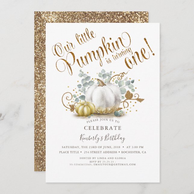 Invitation d'anniversaire citrouille automne autom (Devant / Derrière)