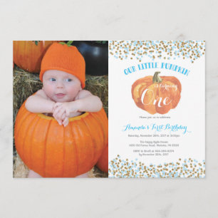 Invitation d'anniversaire Citrouille Blue and Gold