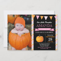 Invitation d'anniversaire Citrouille Fille Orange 
