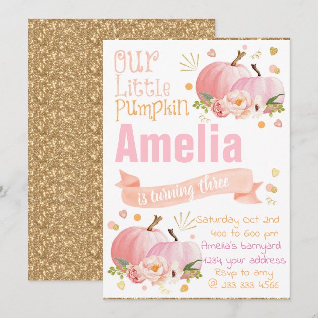 Invitation d'anniversaire citrouille Invitation d' (Devant / Derrière)