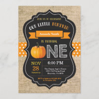 Invitation d'anniversaire Citrouille Orange Burlap