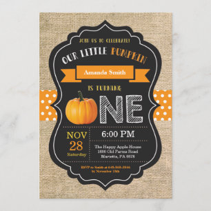 Invitation d'anniversaire Citrouille Orange Burlap