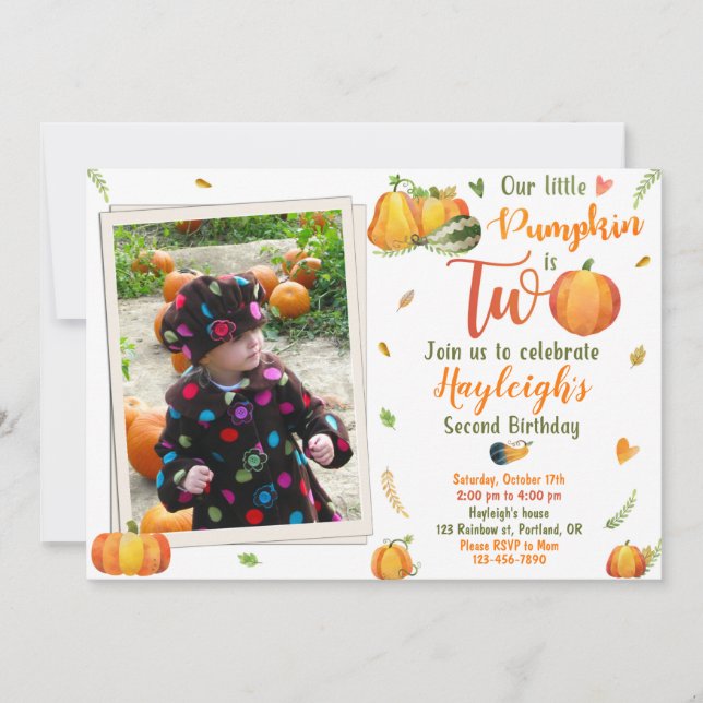 Invitation d'anniversaire citrouille Photo Automne (Devant)