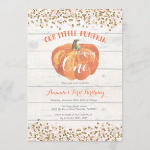Invitation d'anniversaire citrouille Pink and Gold