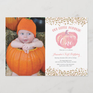 Invitation d'anniversaire Citrouille Pink and Gold