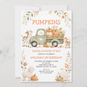 Invitation d'anniversaire Citrouilles Feuilles & M