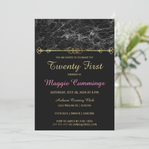 Invitation d'anniversaire Classy Gold et Marble