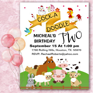 Invitation d'anniversaire Cock-A-Doodle Deux Anima