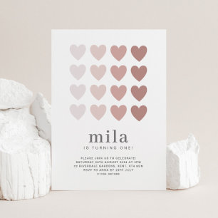 Invitation d'anniversaire coeurs ombrés rose