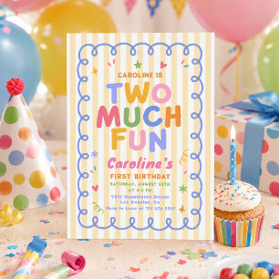 Invitation d'anniversaire colorée 2 ans trop amusa