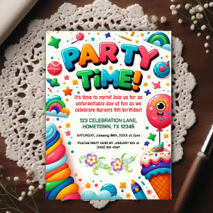 Invitation d'anniversaire colorée pour enfants