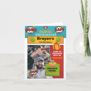 Invitation d'anniversaire Comic Superhero avec pho