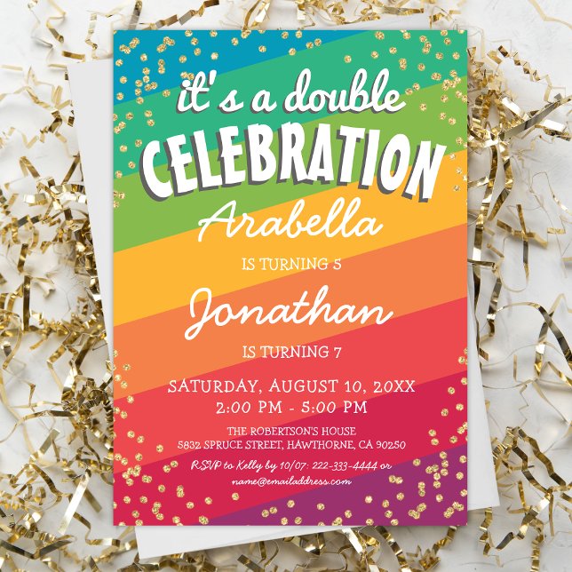 Invitation d'anniversaire conjointe colorée (Créateur téléchargé)
