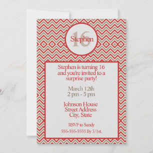 Invitation d'anniversaire contemporaine Zig Zag ro