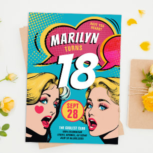 Invitation d'anniversaire Cool Retro Colorée dans