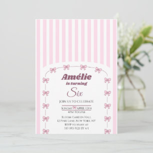 Invitation d'anniversaire Coquette Ruban Rose pour
