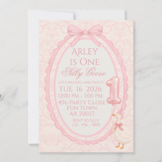 Invitation d'anniversaire Coquette Ruban Rose Sill
