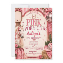 Invitation d'anniversaire Cowgirl du Pink Pony Clu