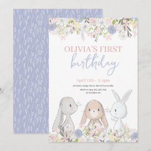 Invitation d'anniversaire Cute Bunnies