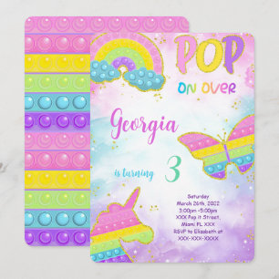 Invitation d'anniversaire Cute Pop it