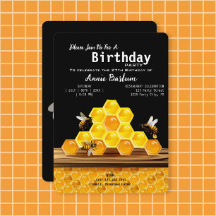 Invitation d'anniversaire d'abeille et d'abeille à