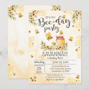 Invitation d'anniversaire d'abeilles