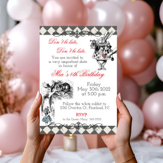 Invitation d'anniversaire d'Alice au pays des merv