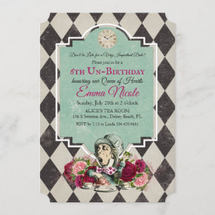 Invitation d'anniversaire d'Alice au pays des merv