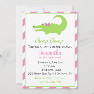 Invitation d'anniversaire d'alligator pour les fil