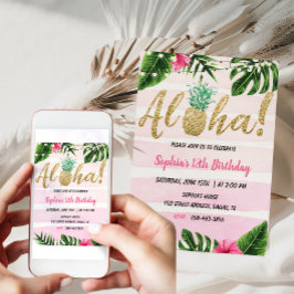 Invitation d'anniversaire d'Aloha tropical Invitat