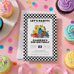 Invitation d'anniversaire damier de Rue Sésame