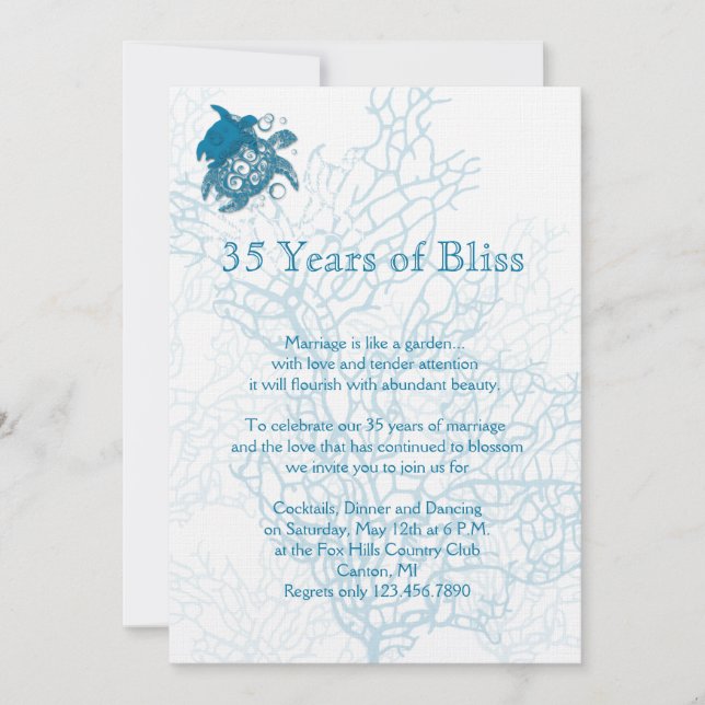 Invitation d'anniversaire d'amour de tortue aquati (Devant)