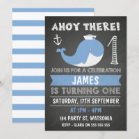 Invitation d'anniversaire d'Ancre de baleine de