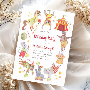 Invitation d'anniversaire d'animal de cirque à l'a