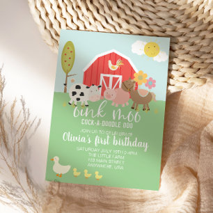Invitation d'anniversaire d'animal de ferme avec i