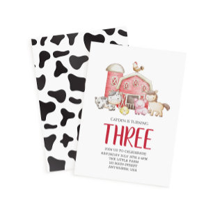 Invitation d'anniversaire d'animal de ferme avec i