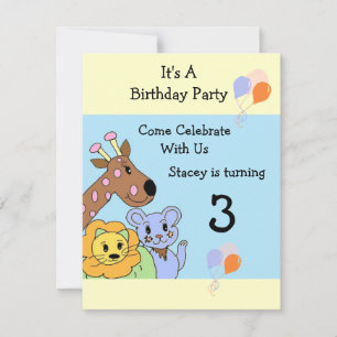 Invitation d'anniversaire d'animal de jungle cool
