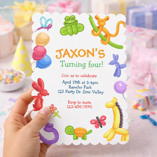 Invitation d'anniversaire d'animal en ballon, Twis