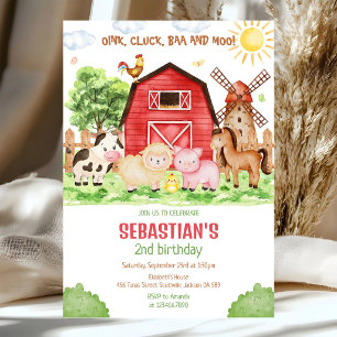 Invitation d'anniversaire d'animaux de basse-cour 