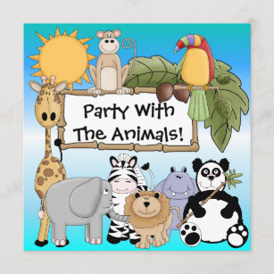 Invitations Faire Part Cartes Anniversaire Theme Zoo Zazzle Ch