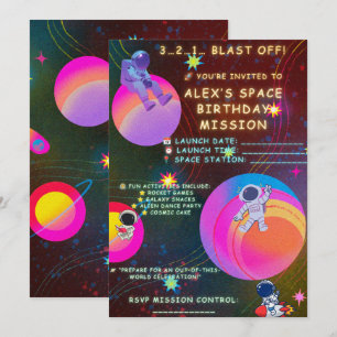 Invitation d'anniversaire dans l'espace – L'astron