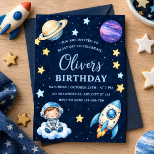 Invitation d'anniversaire dans l'espace pour garço