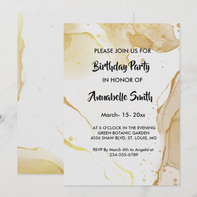 Invitation d'anniversaire d'aquarelle moderne (Devant / Derrière)